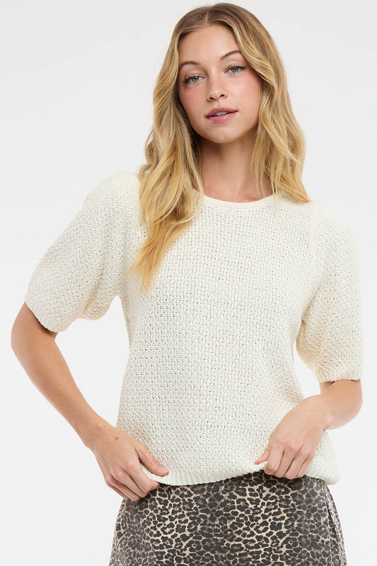 Textured Short Sleeve Sweater