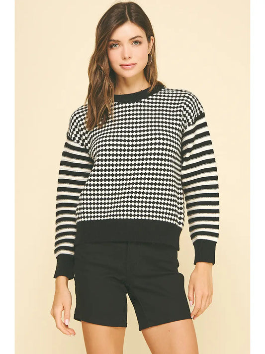 Contrast Knit Sweater