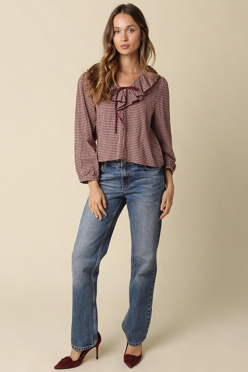 Alexa Gingham Ruffle Blouse