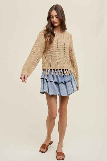 Knit Sweater with Tassels