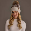Lt. Taupe, Brown & Mocha Patterned Pom Hat