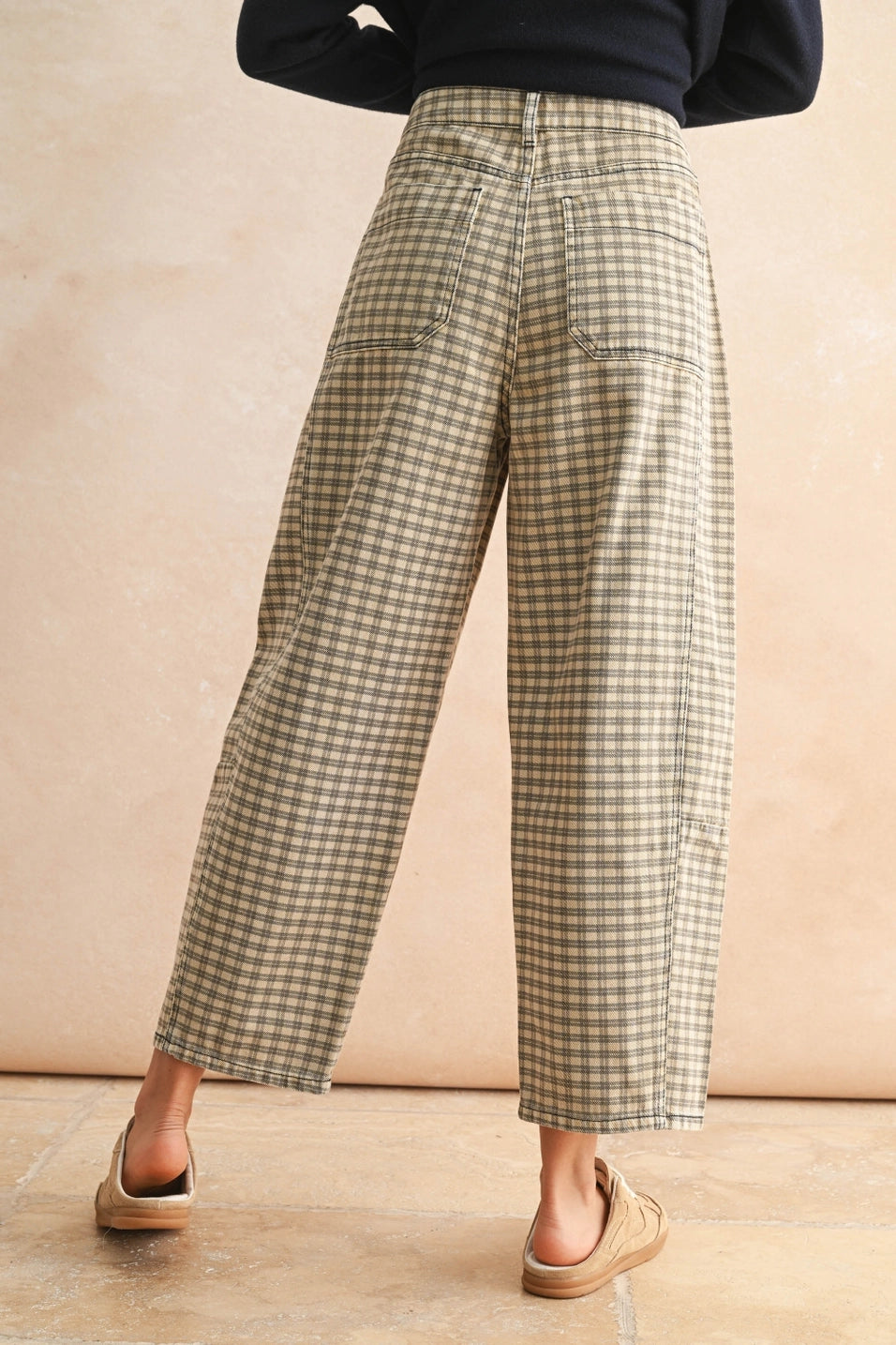 Gingham Barrel Pants