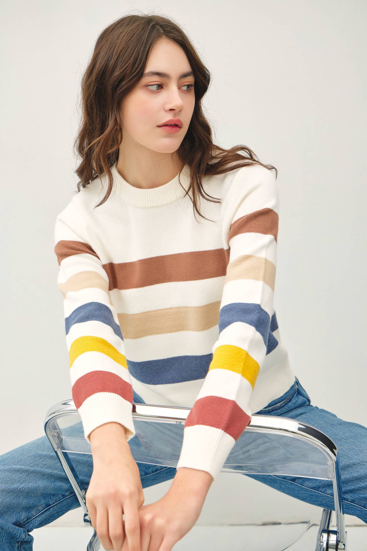 Rainbow Stripe Crop Sweater