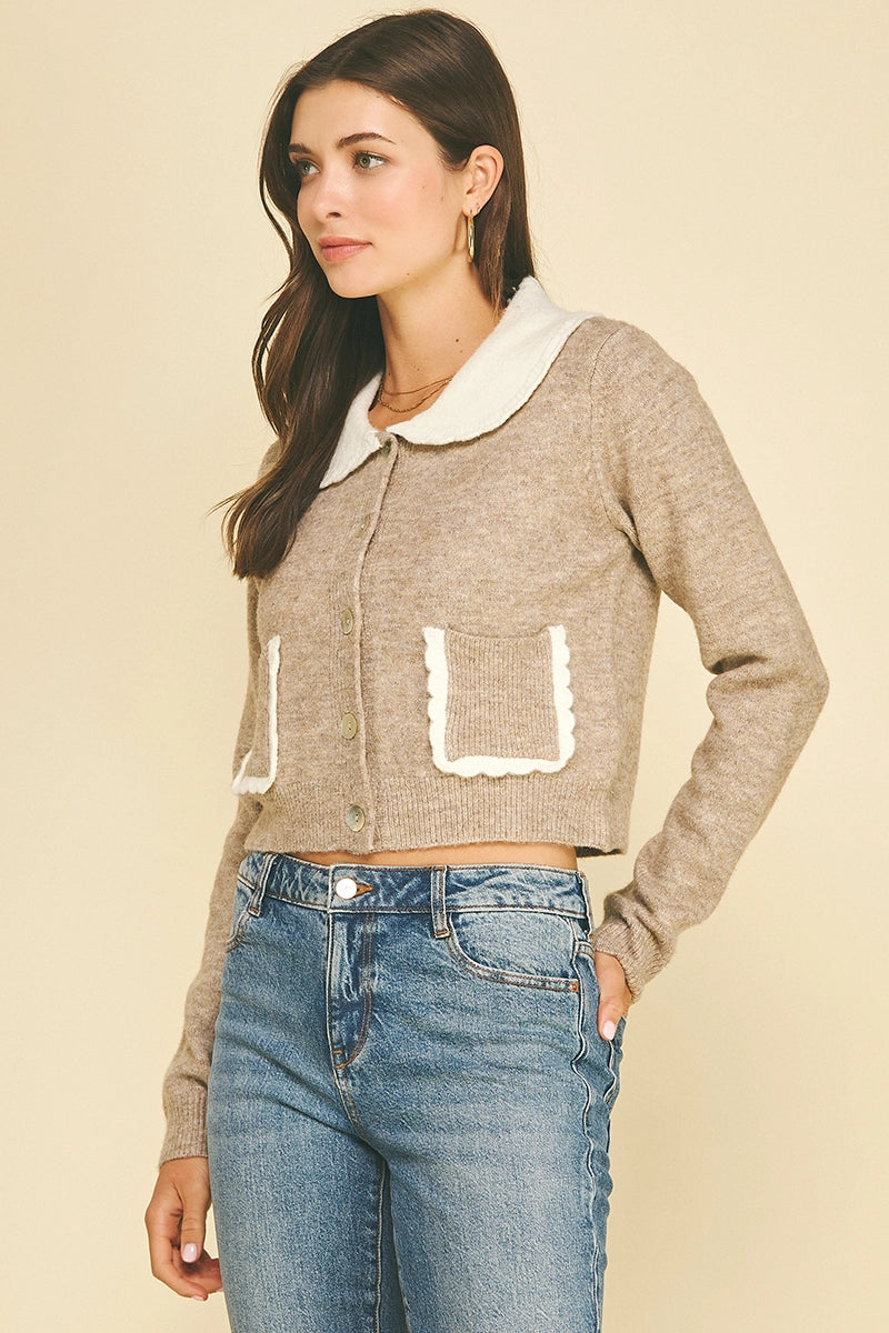 Collared Cardigan w/ Patch Pockets