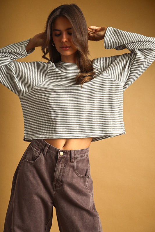 Striped Waffle Knit Top