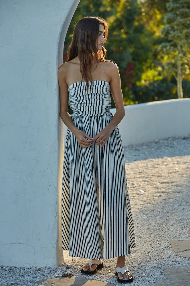 Tube Striped Midi Dress