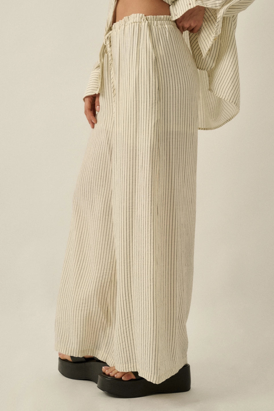 Pinstripe Wide Leg Pants