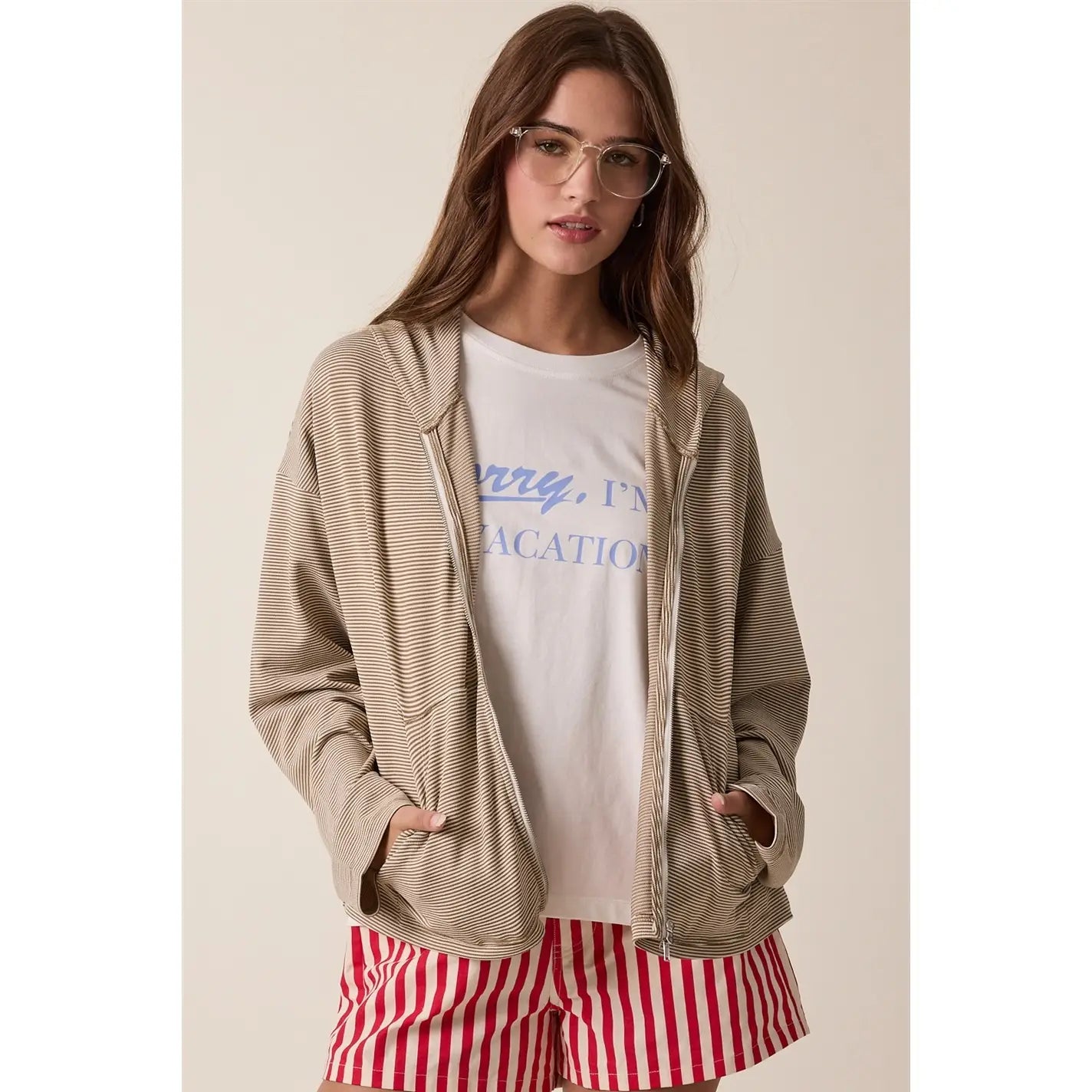 Striped Zip Up Hoodie