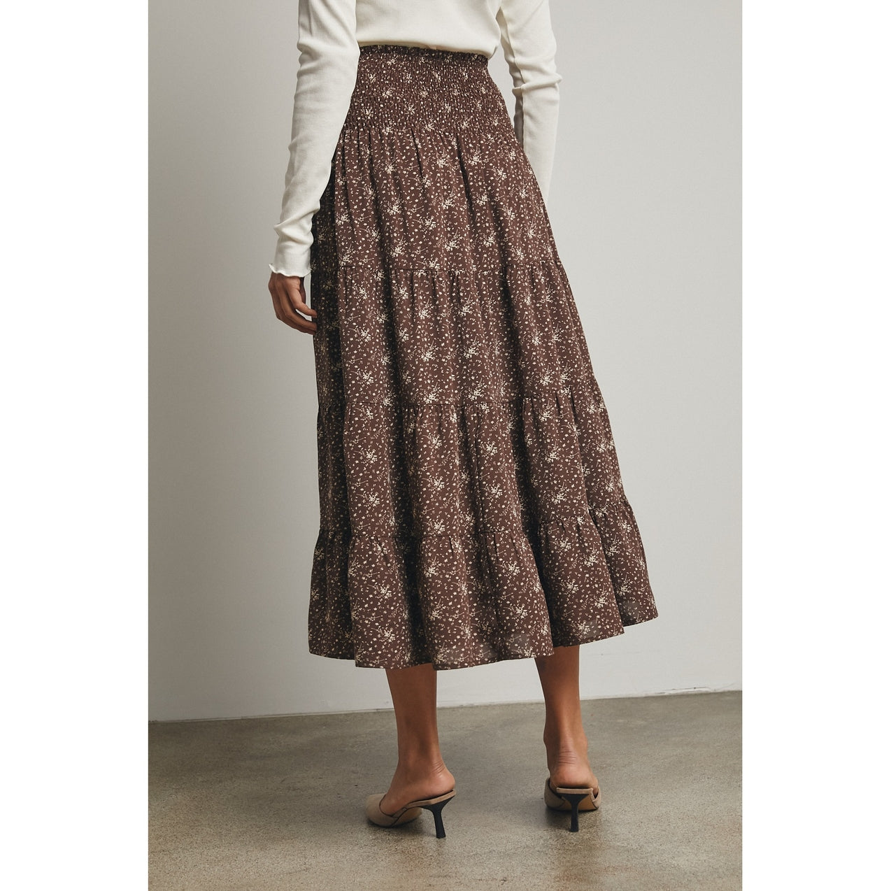 Floral Tiered Midi Skirt