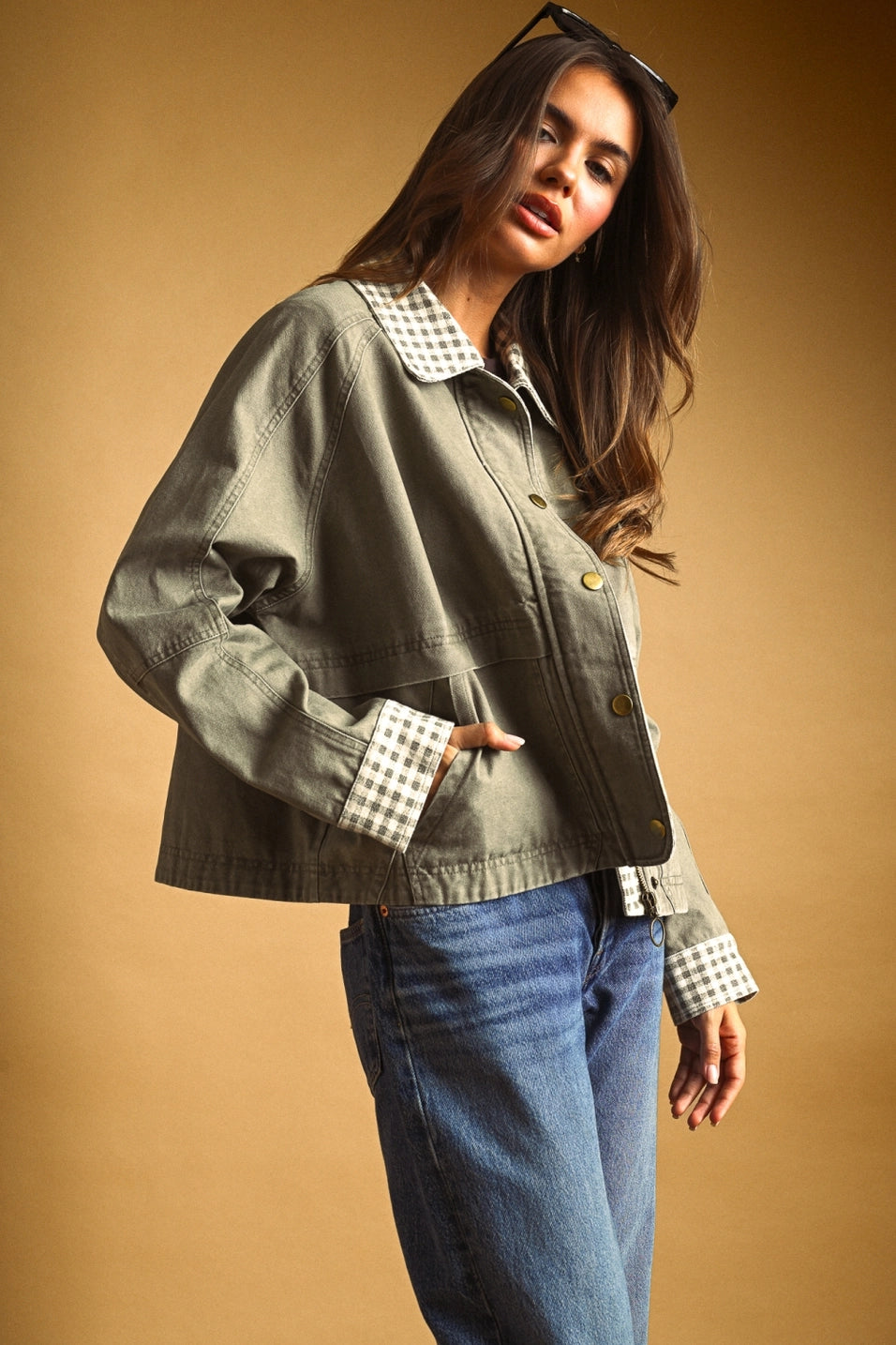 Gingham Detailed Jacket