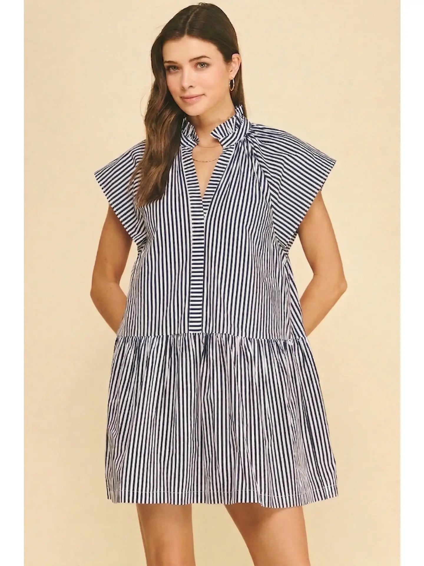 Striped Ruffle Mini Dress
