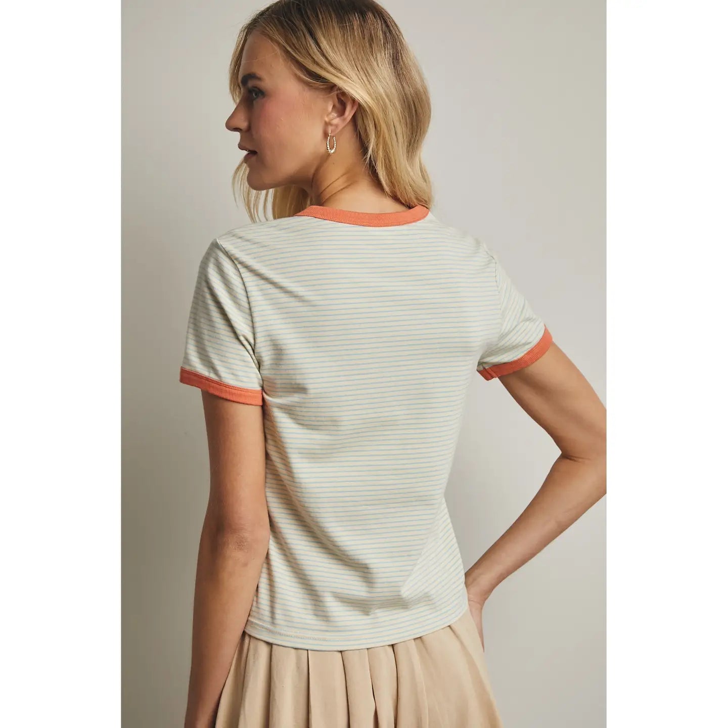 Contrast Stripe Knit Tee