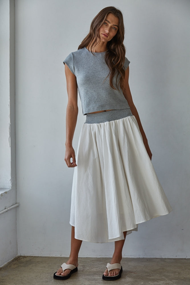 Cotton Asymmetrical Midi Skirt