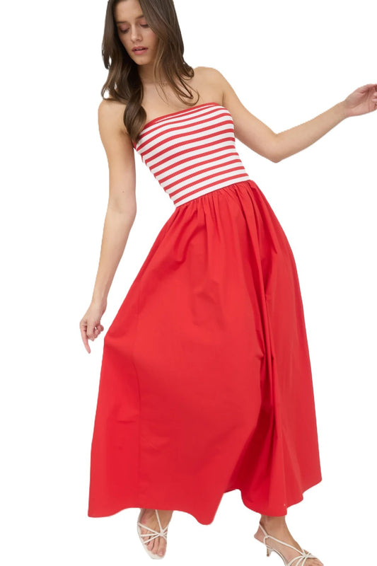 Striped Knit Top Midi Dress