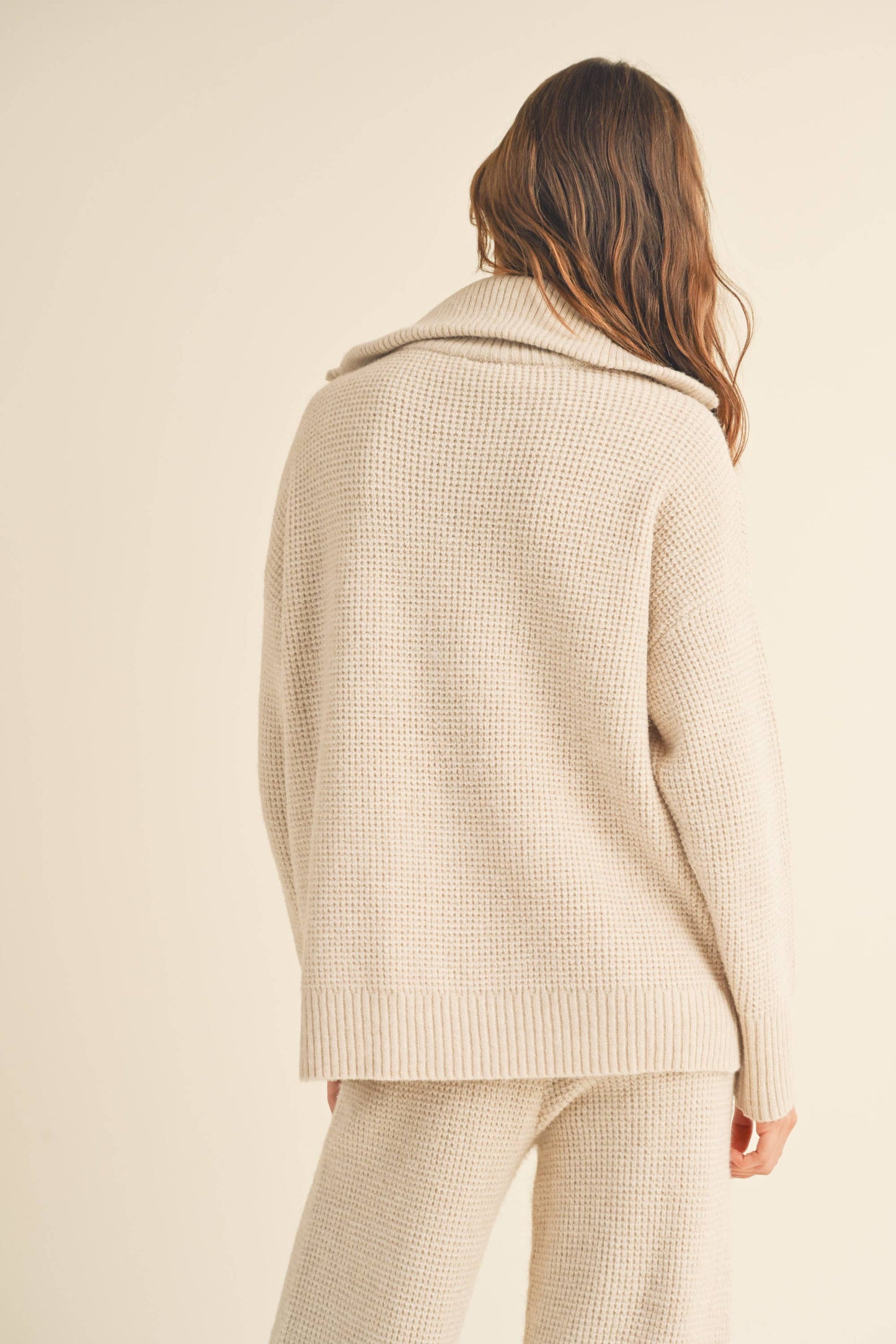 Waffle Half Zip Sweater