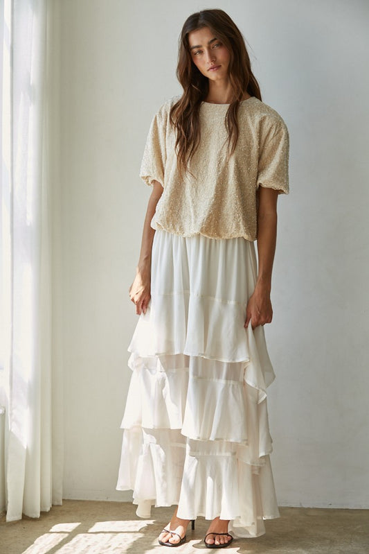 Chiffon Tiered Maxi Skirt