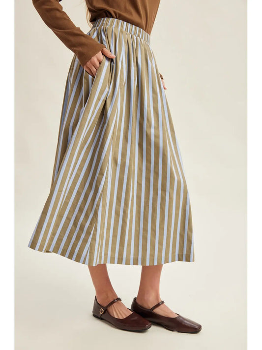 Vertical Stripe Midi Skirt