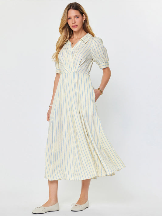 Striped Button-Down Maxi Dress