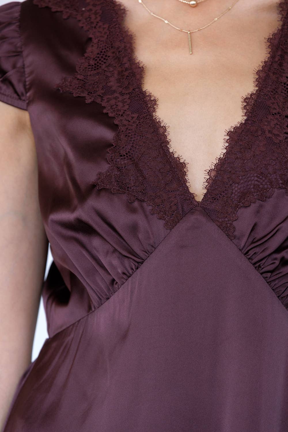 Satin Lace Midi Dress