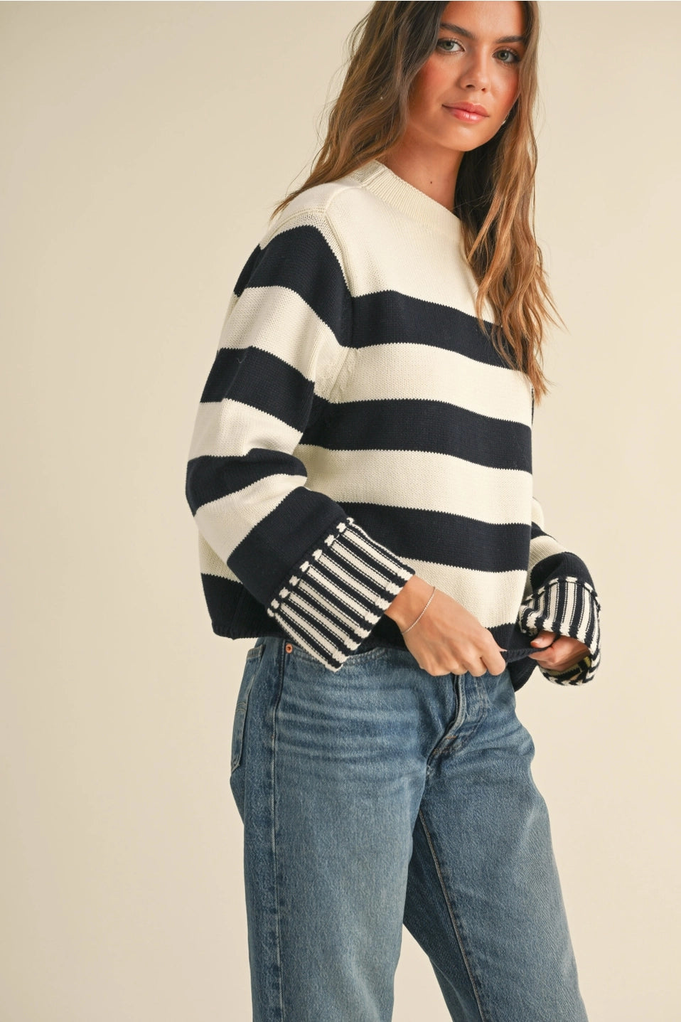 Contrast Striped Sweater