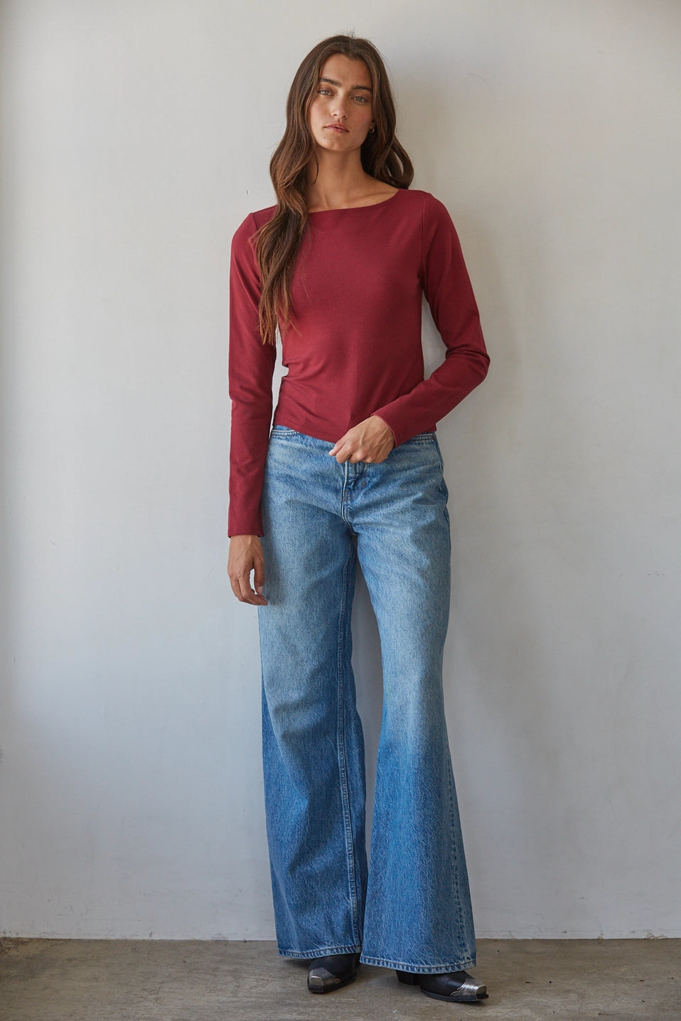 Boatneck Long Sleeve Top