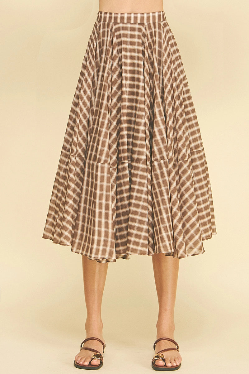 Plaid A-Line Midi Skirt