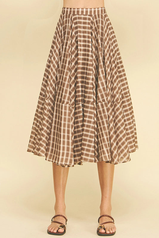 Plaid A-Line Midi Skirt