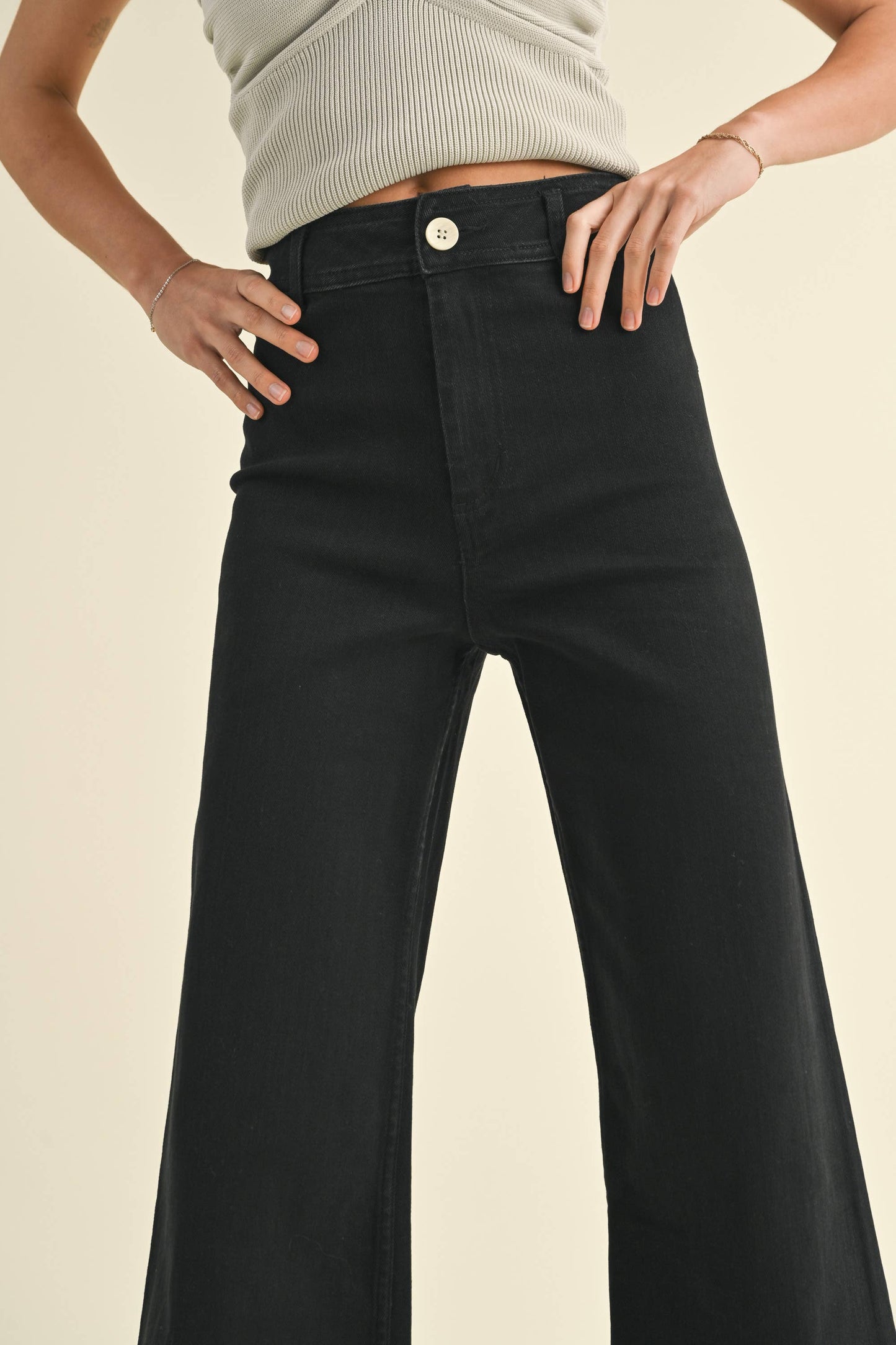 Straight Wide Leg Denim Pants