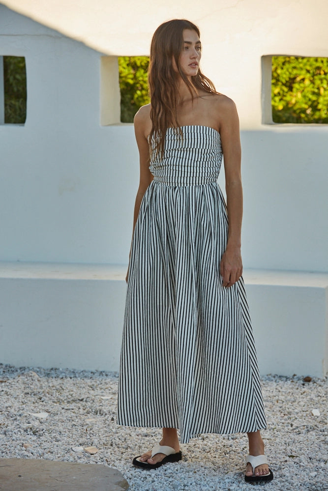 Tube Striped Midi Dress