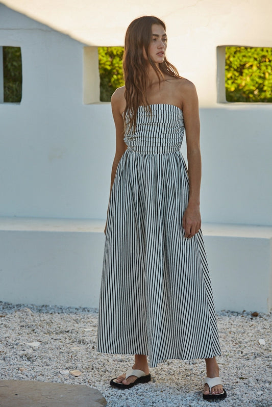 Tube Striped Midi Dress