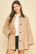 Contrast Collar Trench Coat