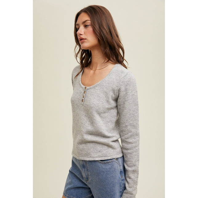 Brushed Henley Sweater