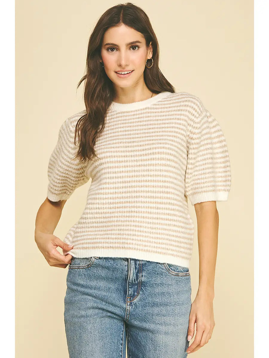 Striped Puff Sleeve Sweater
