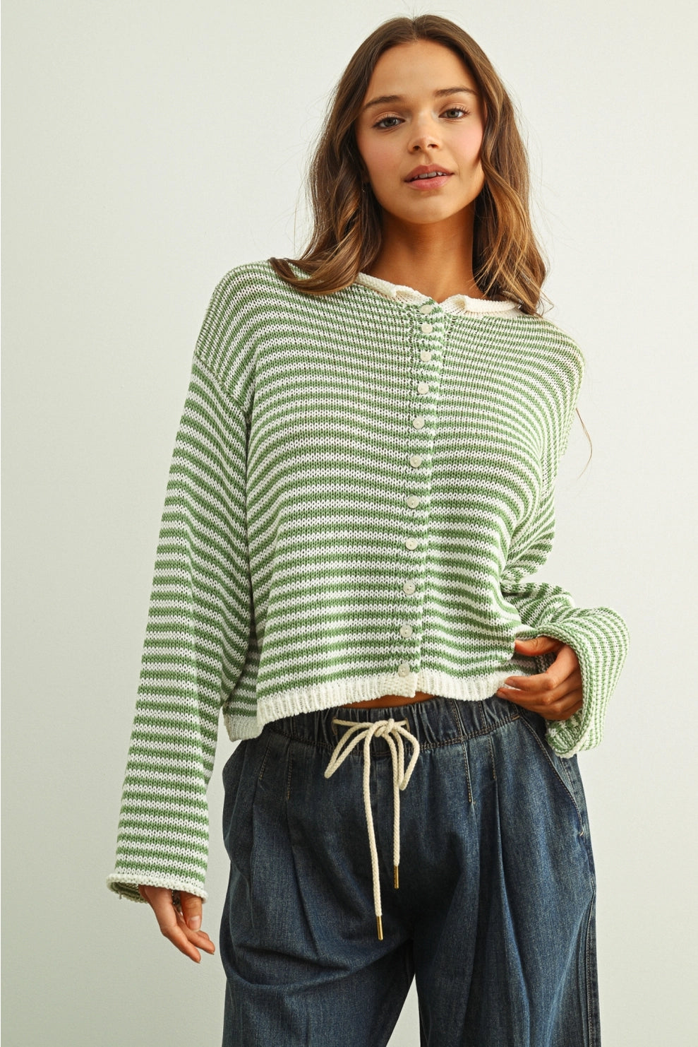 Striped Button Up Cardi