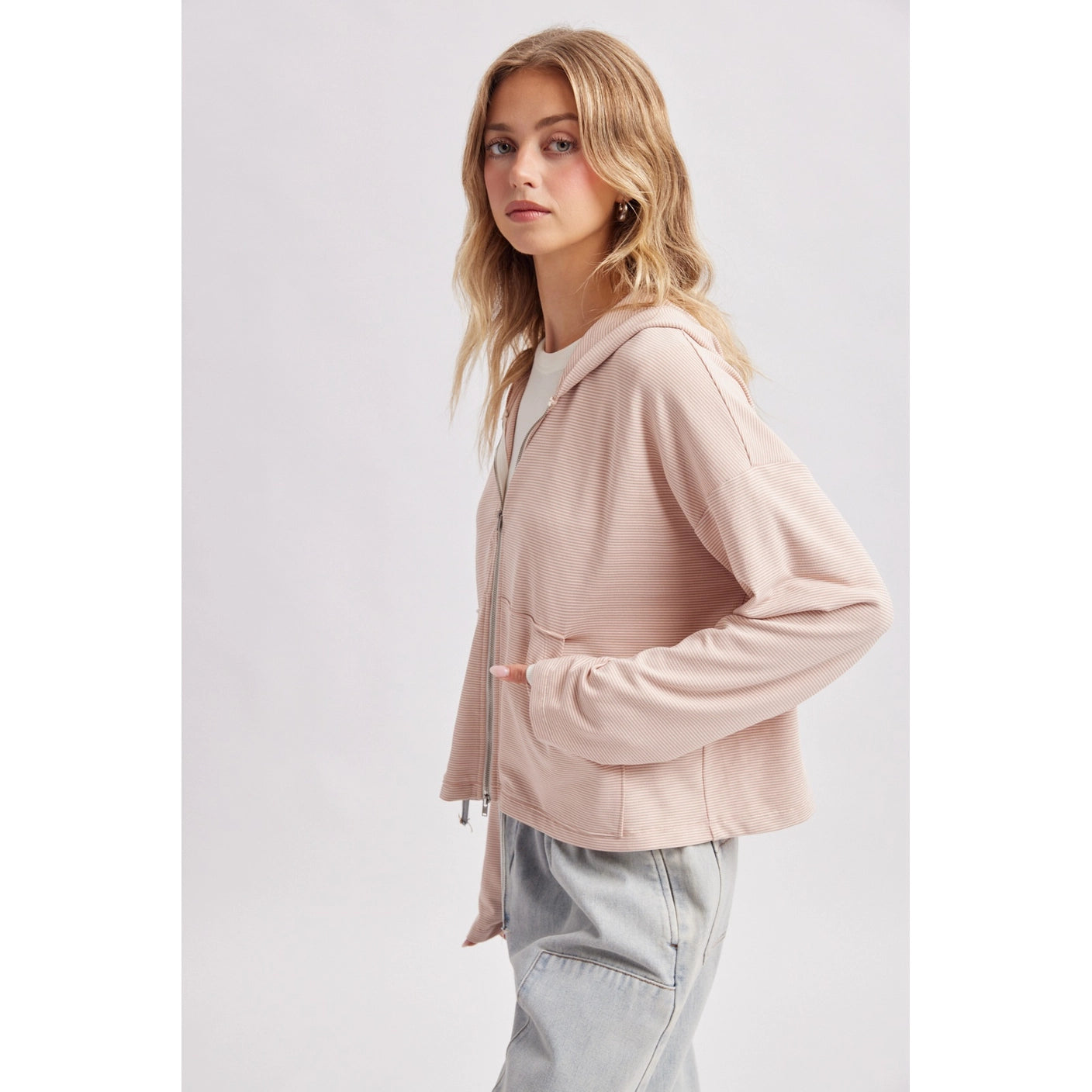 Striped Zip Up Hoodie
