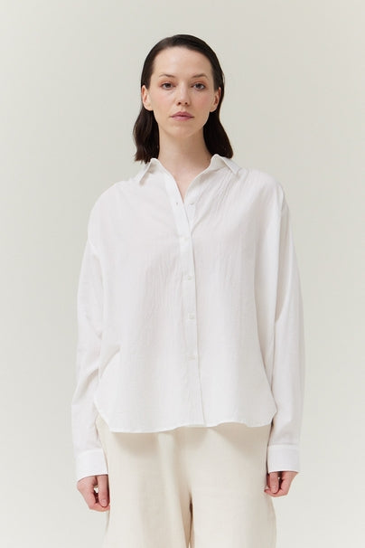 Shirred Back Cotton Shirt