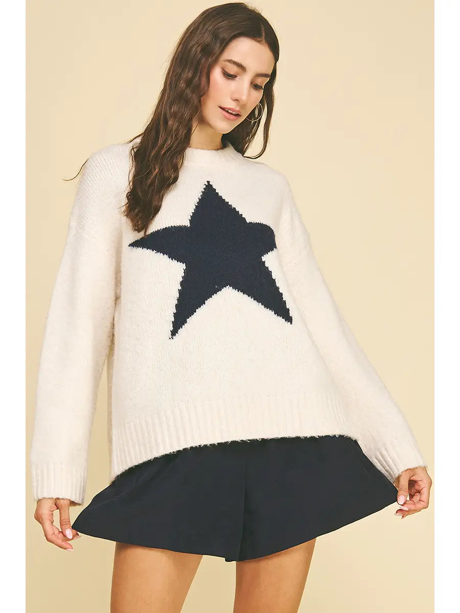 Star Knit Oversized Sweater