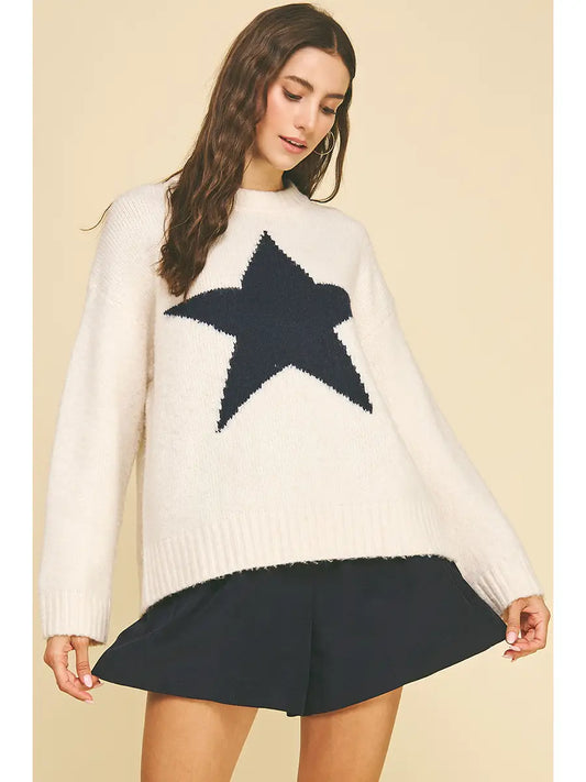 Star Knit Oversized Sweater