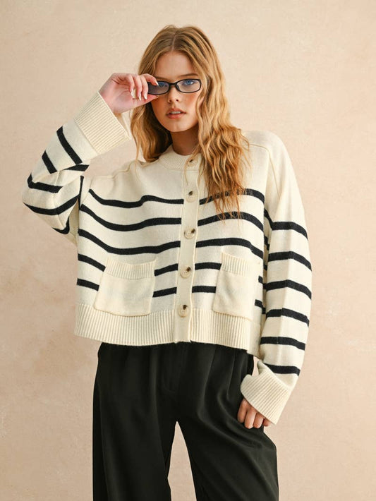 Pocket Striped Cardigan