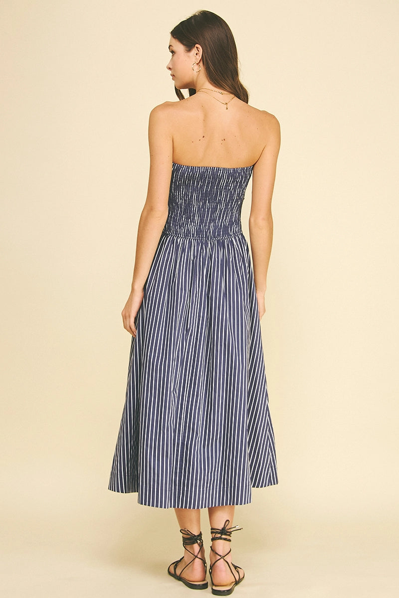 Striped Tube Midi Dress