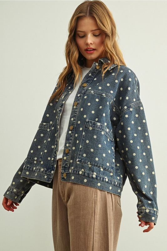 Polka Dot Denim Jacket