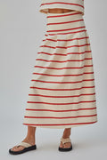 Striped Flare Midi Skirt