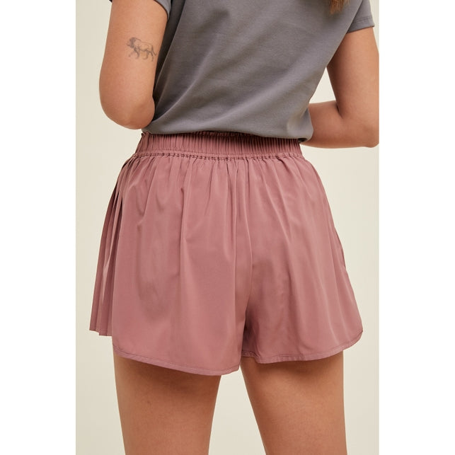 Pleated Side Active Shorts