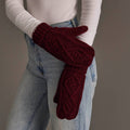 Burgundy Cable Knit Mittens
