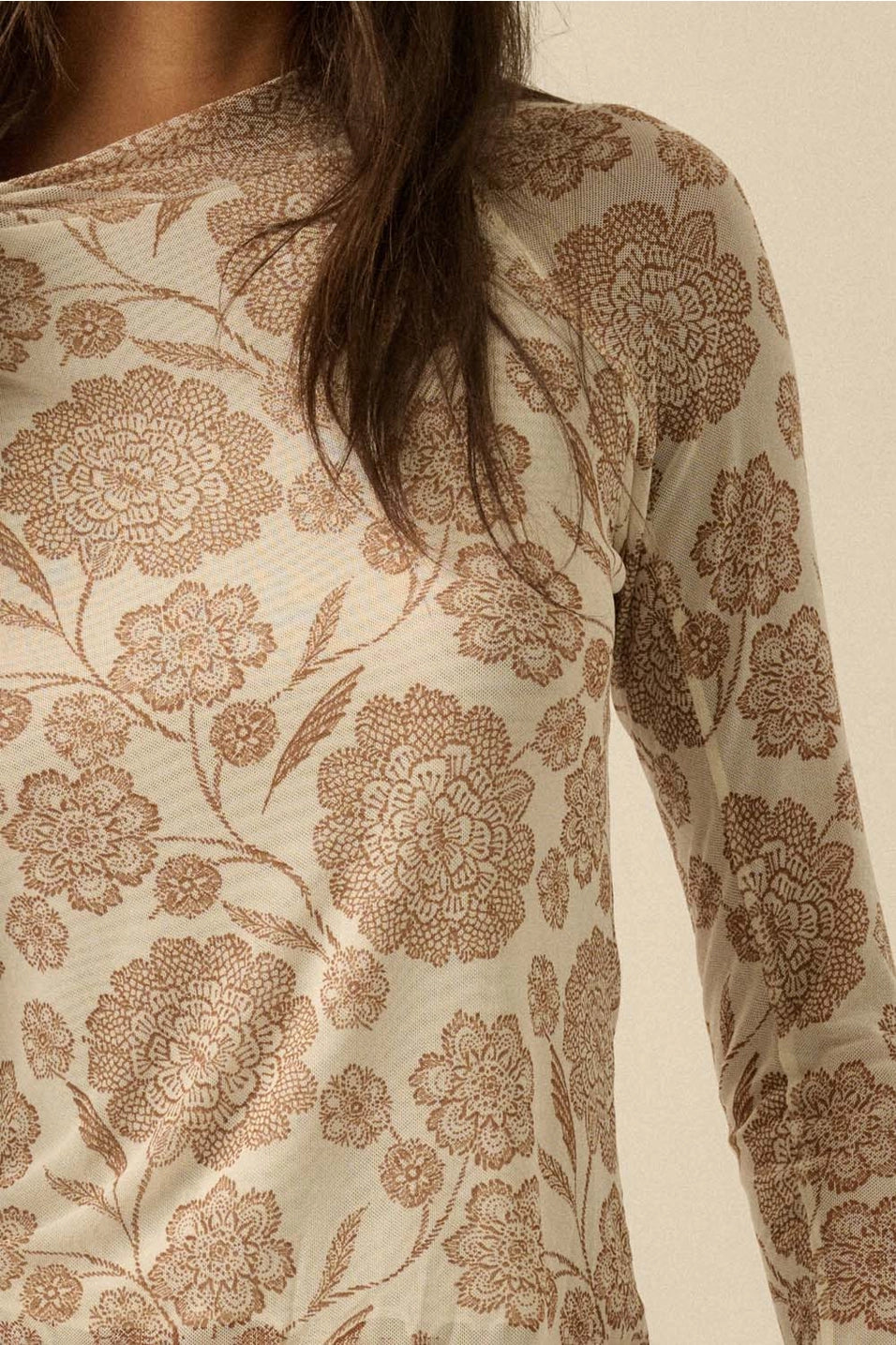 Floral Mesh Raglan Top