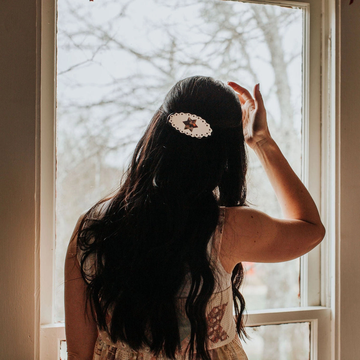 Tortoise Star Large Barrette