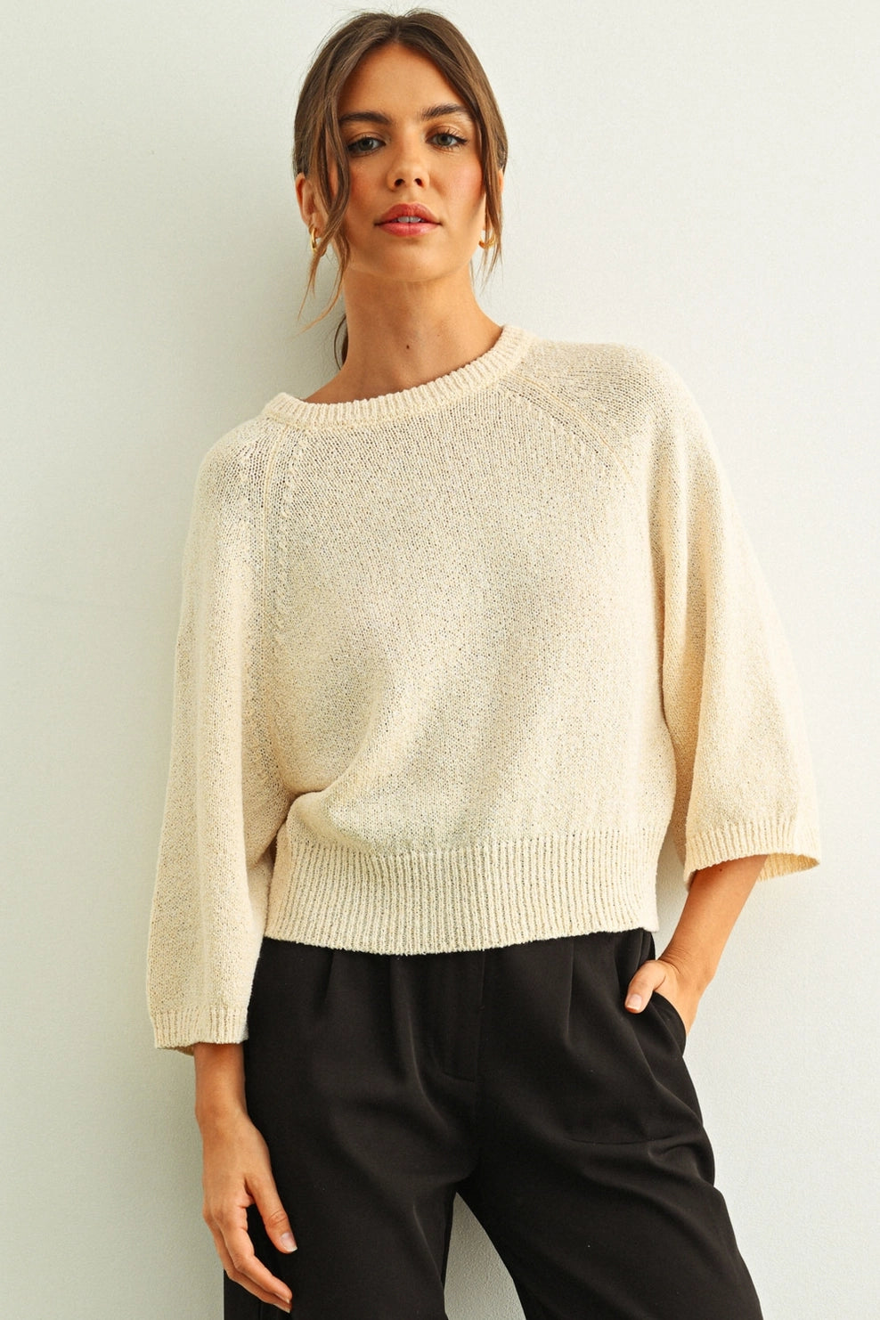 3/4 Sleeve Knitted Top