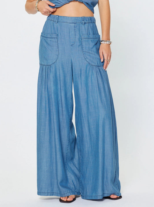 Chambray Palazzo Pants