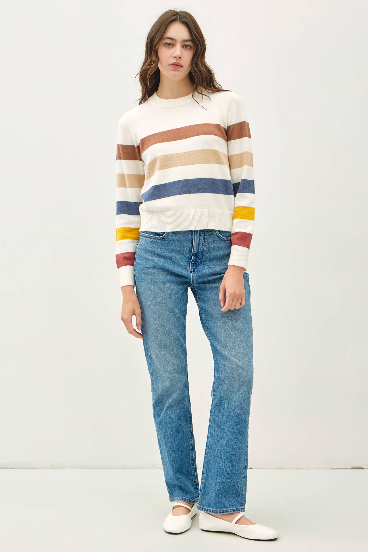 Rainbow Stripe Crop Sweater