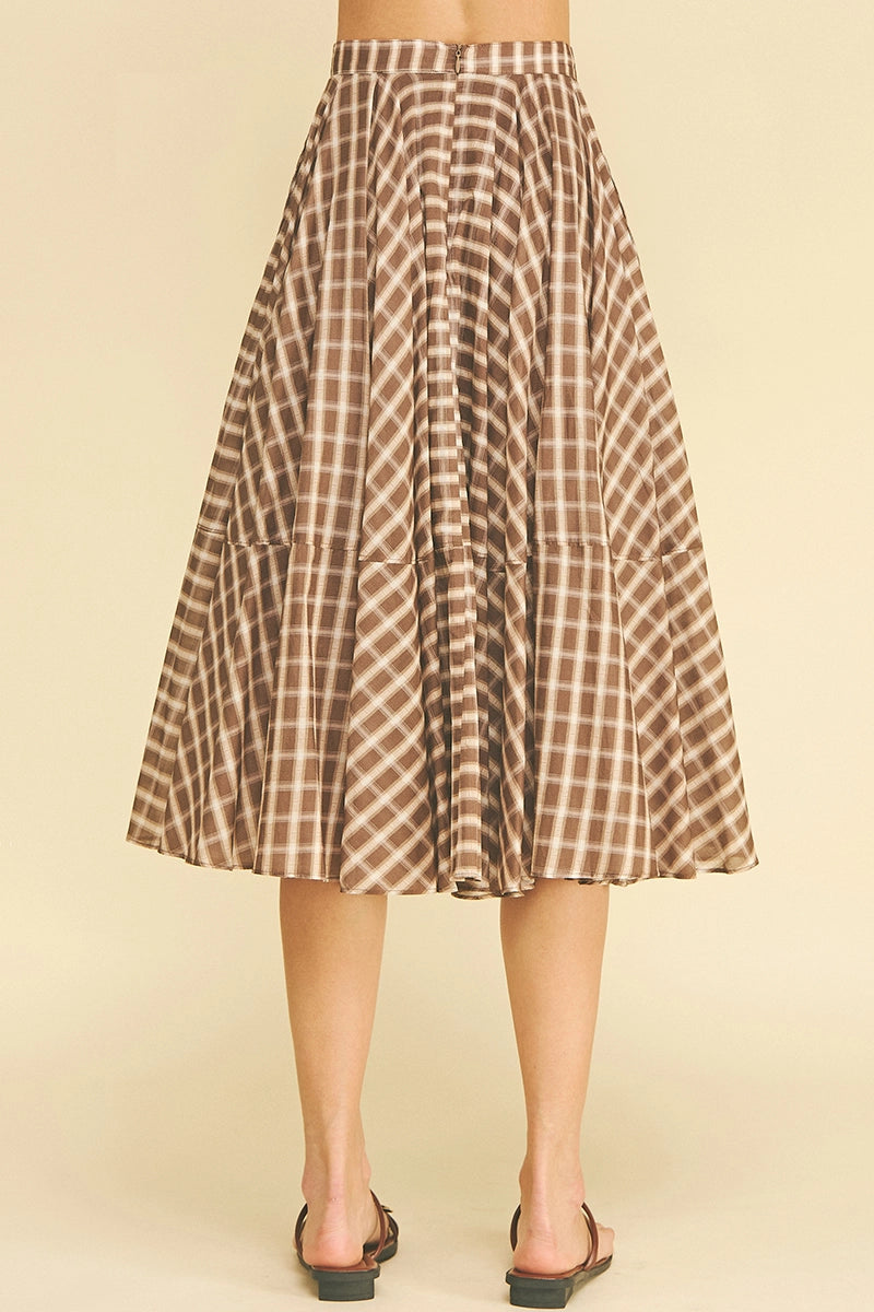 Plaid A-Line Midi Skirt